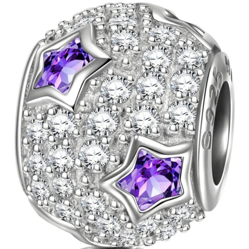 Nina Queen 925 Sterling Silver Cubic Zirconia Star Pave Bead Charms